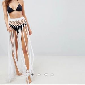 ASOS DESIGN | Slinky fringed knotted sarong skirt